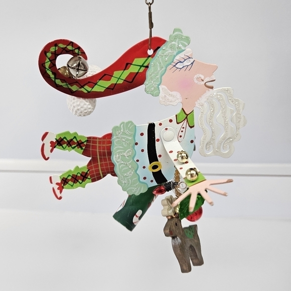 VINTAGE Karen Rossi Fanciful Flights Santa Golfer Silvestri Beaded Ornament Golf - Picture 2 of 7